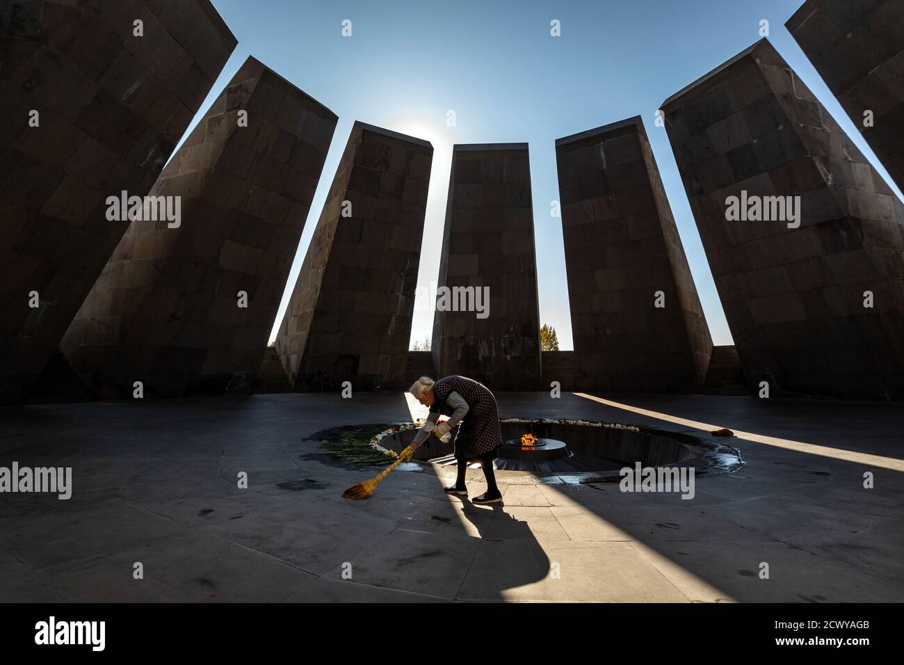Views of the Armenian Genocide Memoriel in the Armenian capital Yerevan. Stock Photo