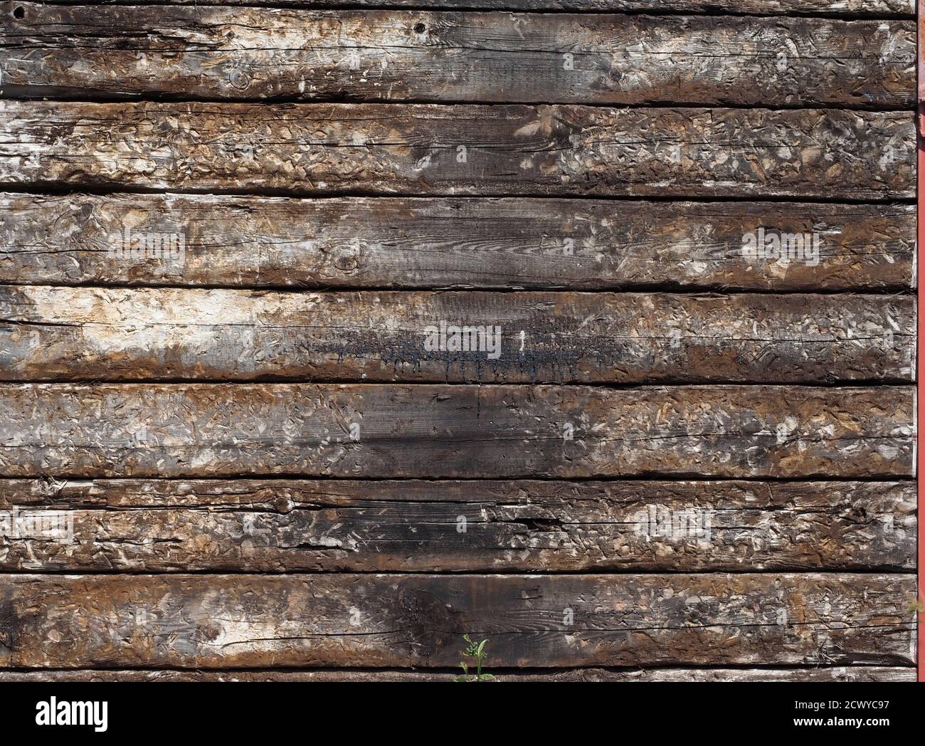 Several timber sleepers on top of each other for textured graphic design background Stock Photo