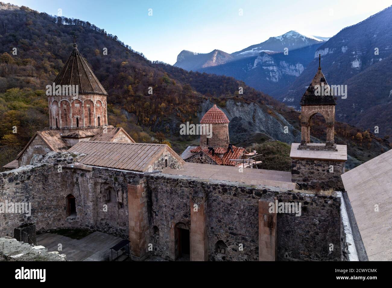 Dadiwank Monastery in the mountains along the mountain road to the capital of Nagorno-Karabakh Stepanakert. Stock Photo