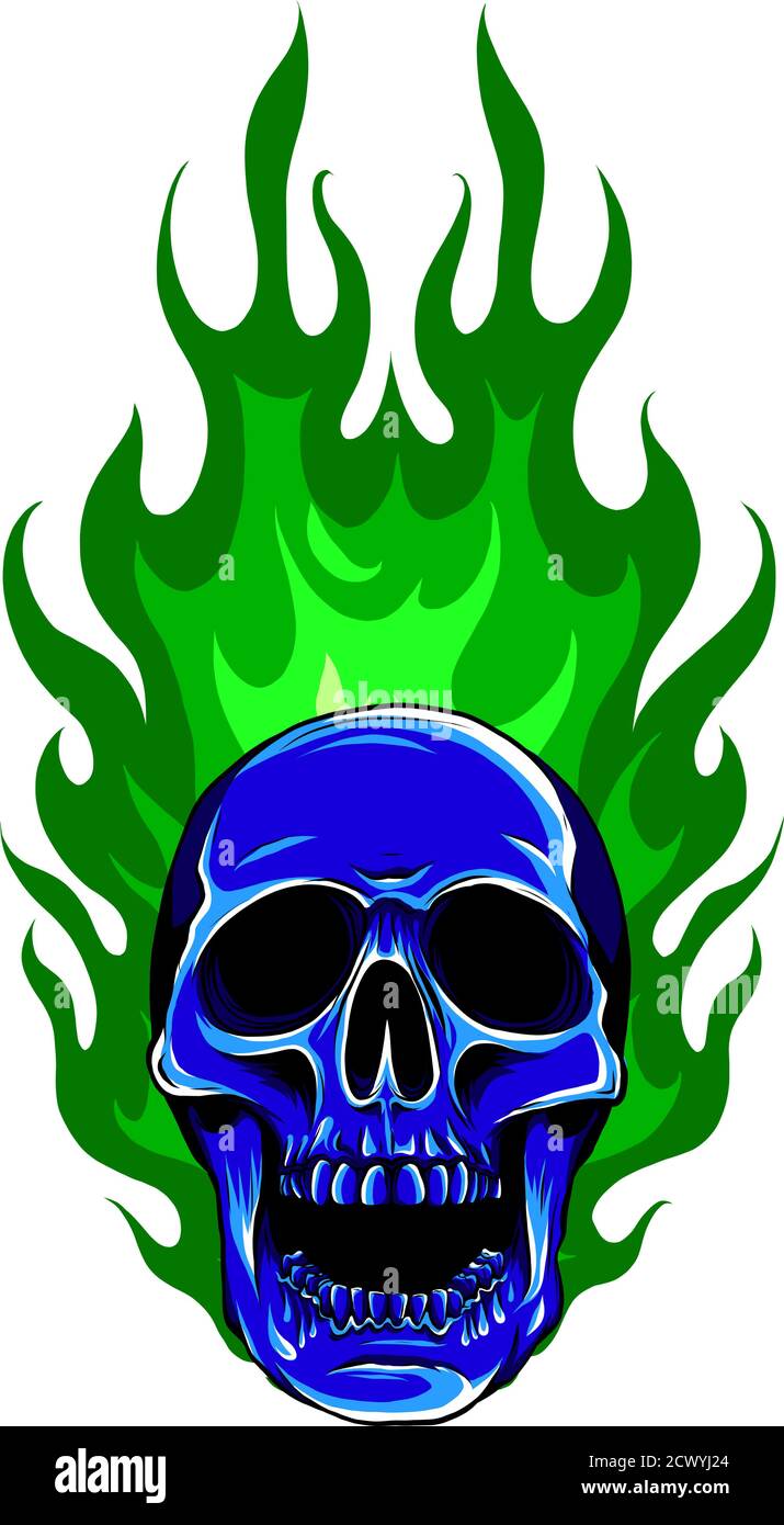 Graphic Skull Vector Image Template with Flames Stock Vector