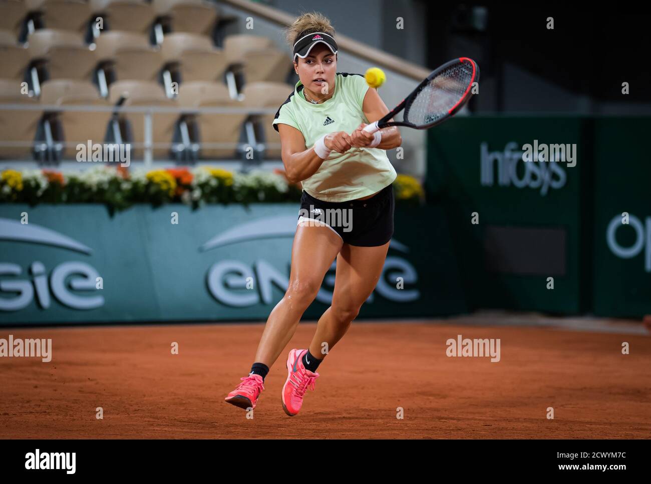 Paris, France. 30th Sep, 2020. Renata Zarazua of Mexico in action during  the second round at the Roland Garros 2020, Grand Slam tennis tournament,  on September 30, 2020 at Roland Garros stadium