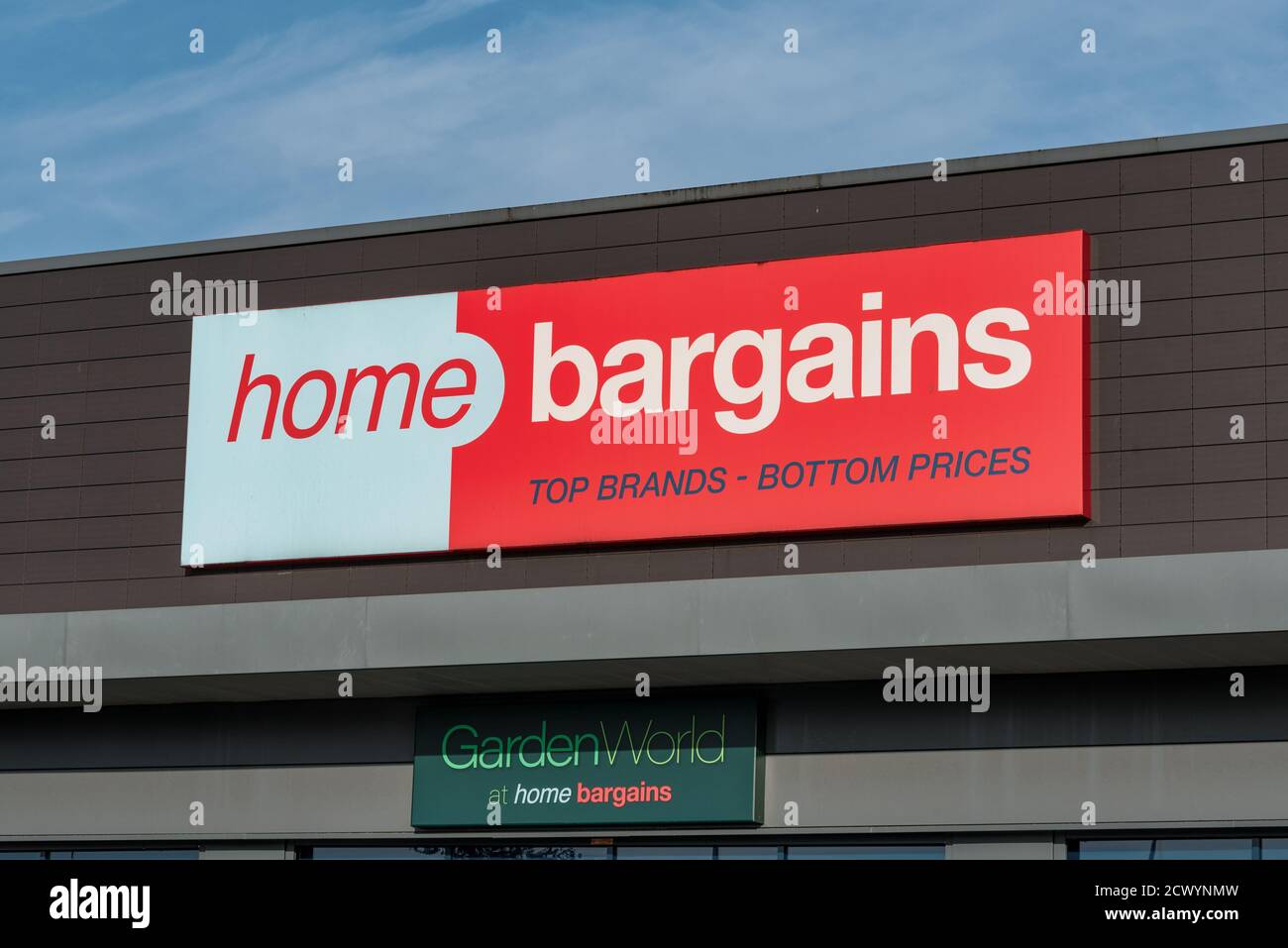 Derry, Northern Ireland- Sept 19, 2020: The front entrance and sign for the Home Bargains Store in Derry Northern Ireland. Stock Photo