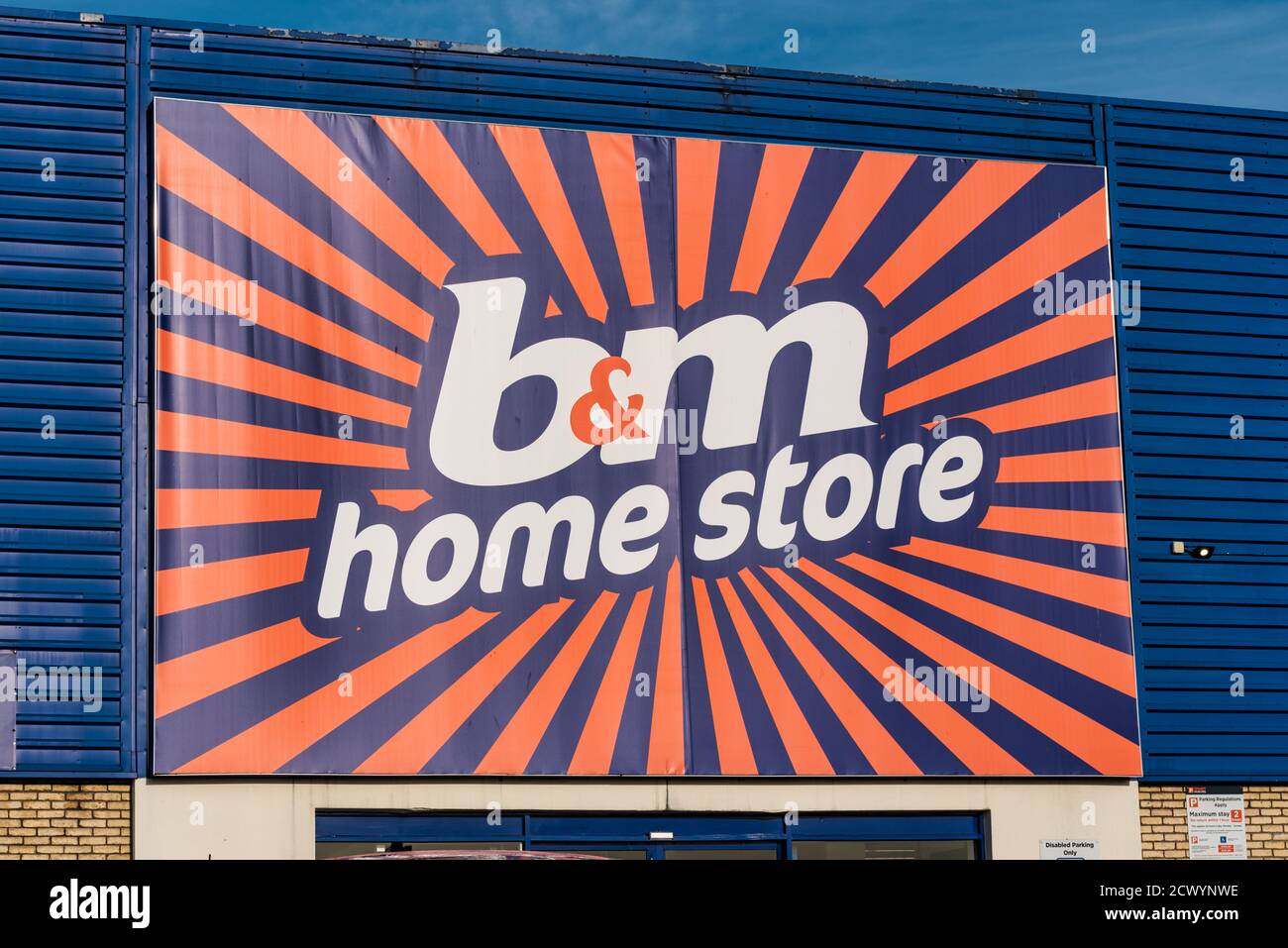 Derry, Northern Ireland- Sept 19, 2020: The front entrance and sign for the B&M Home Store in Derry Northern Ireland. Stock Photo