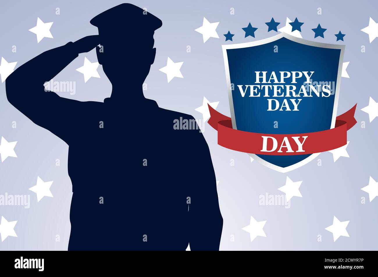 happy veterans day celebration with military officer saluting and ...