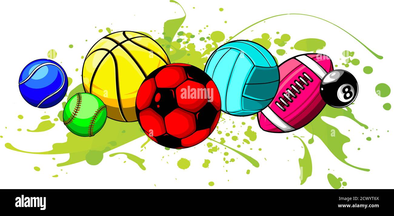 Vector cartoon sports balls set illustratio graphics Stock Vector Image