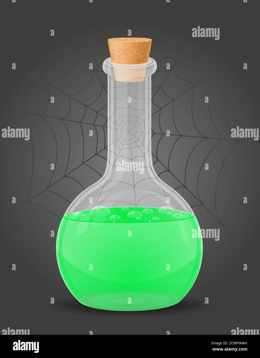 flask with magic potion witches vector illustration isolated on black background Stock Vector