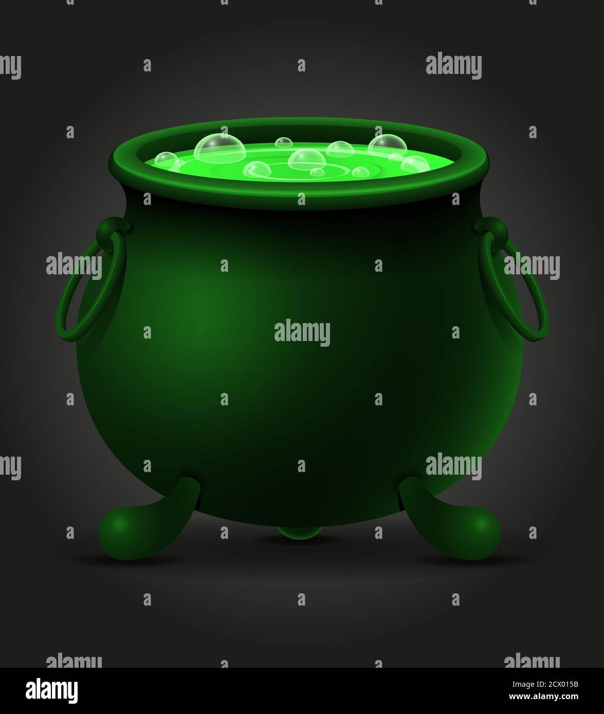 cauldron pot with witches magic potion vector illustration isolated on black background Stock Vector