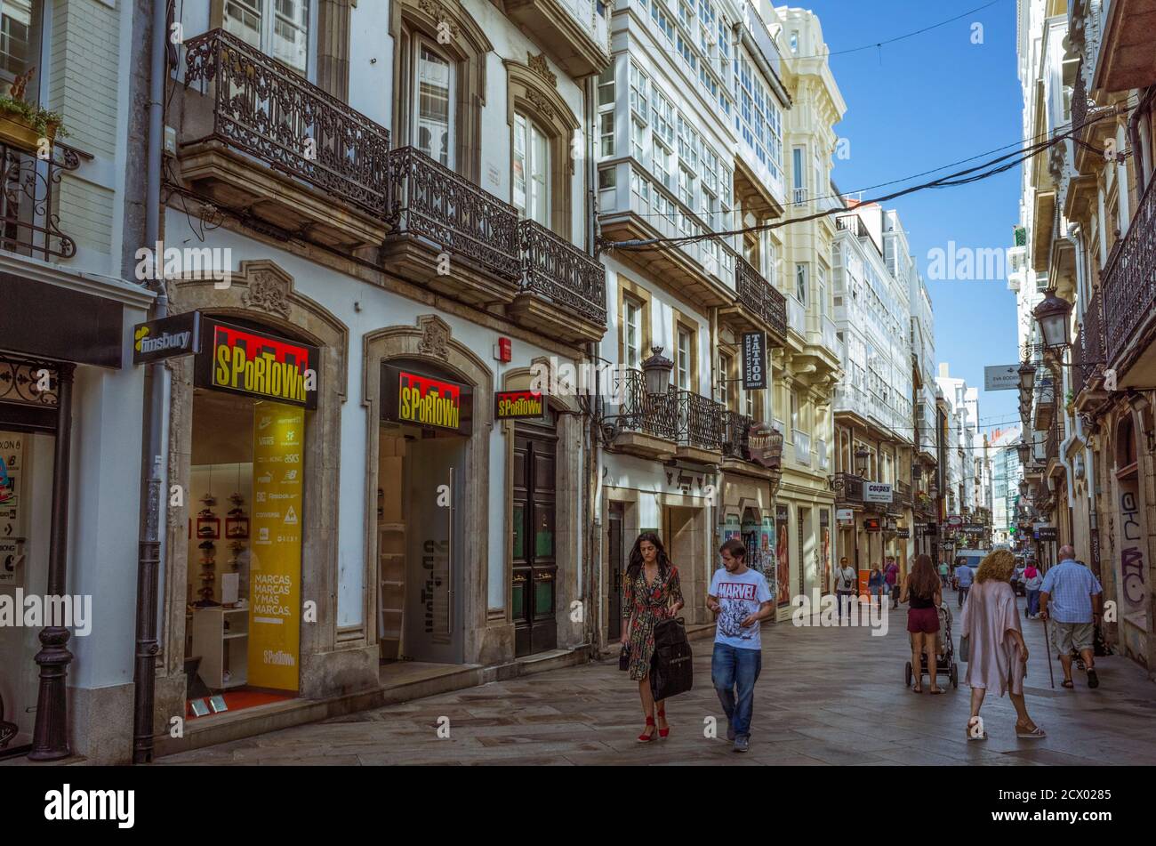 Coru a Spain People Walk At Calle Real Street The Main Pedestrian coru-a-spain-people-walk-at-calle-real-street-the-main-pedestrian