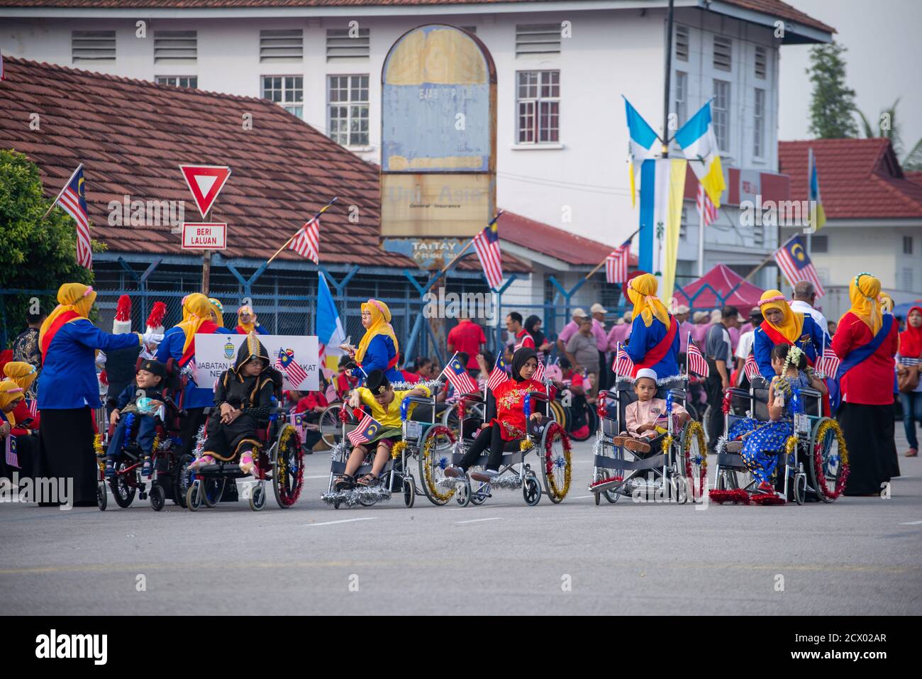 Butterworth, Penang/Malaysia - Aug 31 2019: Kids in wheel chair 