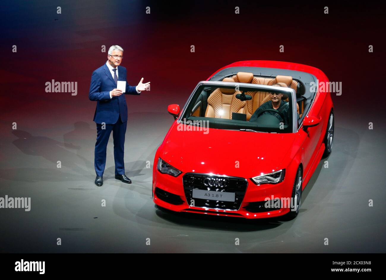 Audi CEO, Rupert Stadler speaks during the world premiere of the new "Audi  A3 Cabriolet" at the Volkswagen group night at the Frankfurt motor show  September 9, 2013. The world's biggest auto