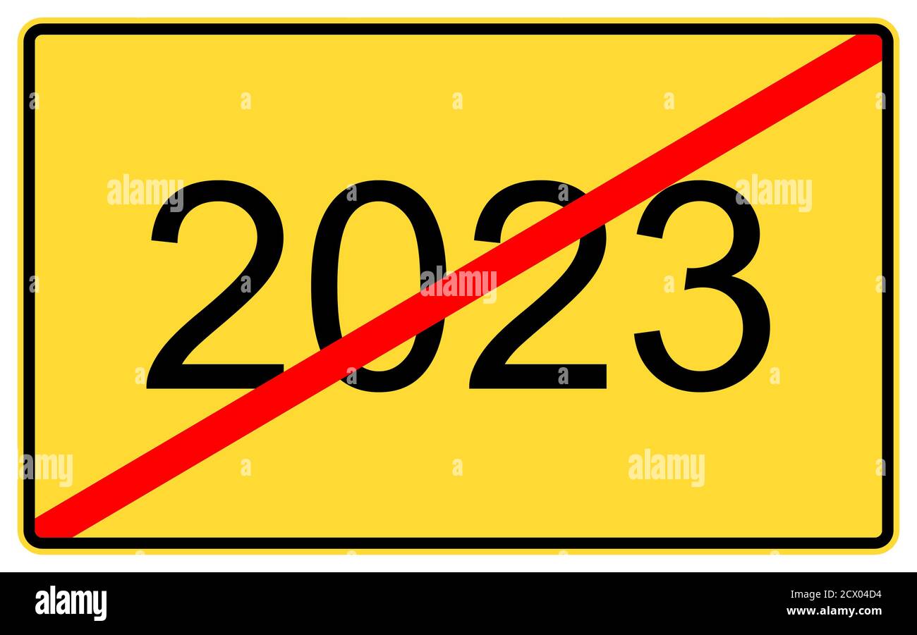 2023 new year. 2023 new year on a yellow road billboard. Stock Photo