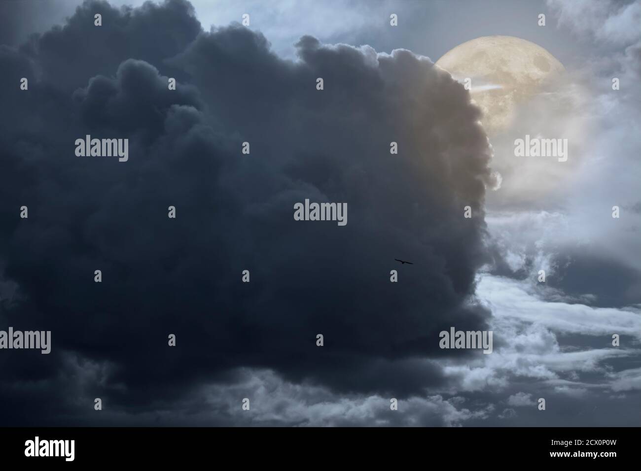 Dark overcast full moon night sky Stock Photo - Alamy