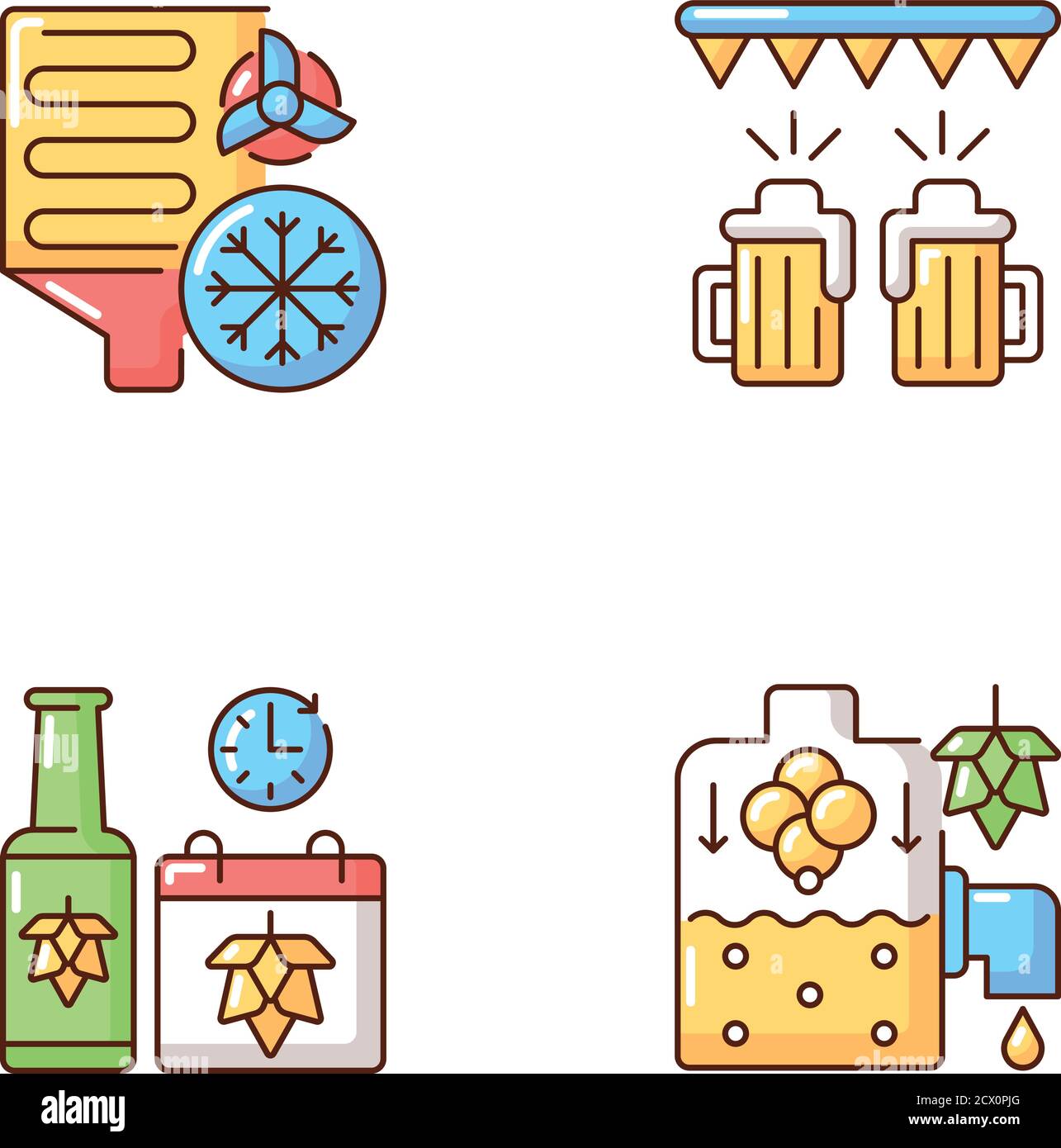 Brewery production RGB color icons set Stock Vector Image & Art - Alamy