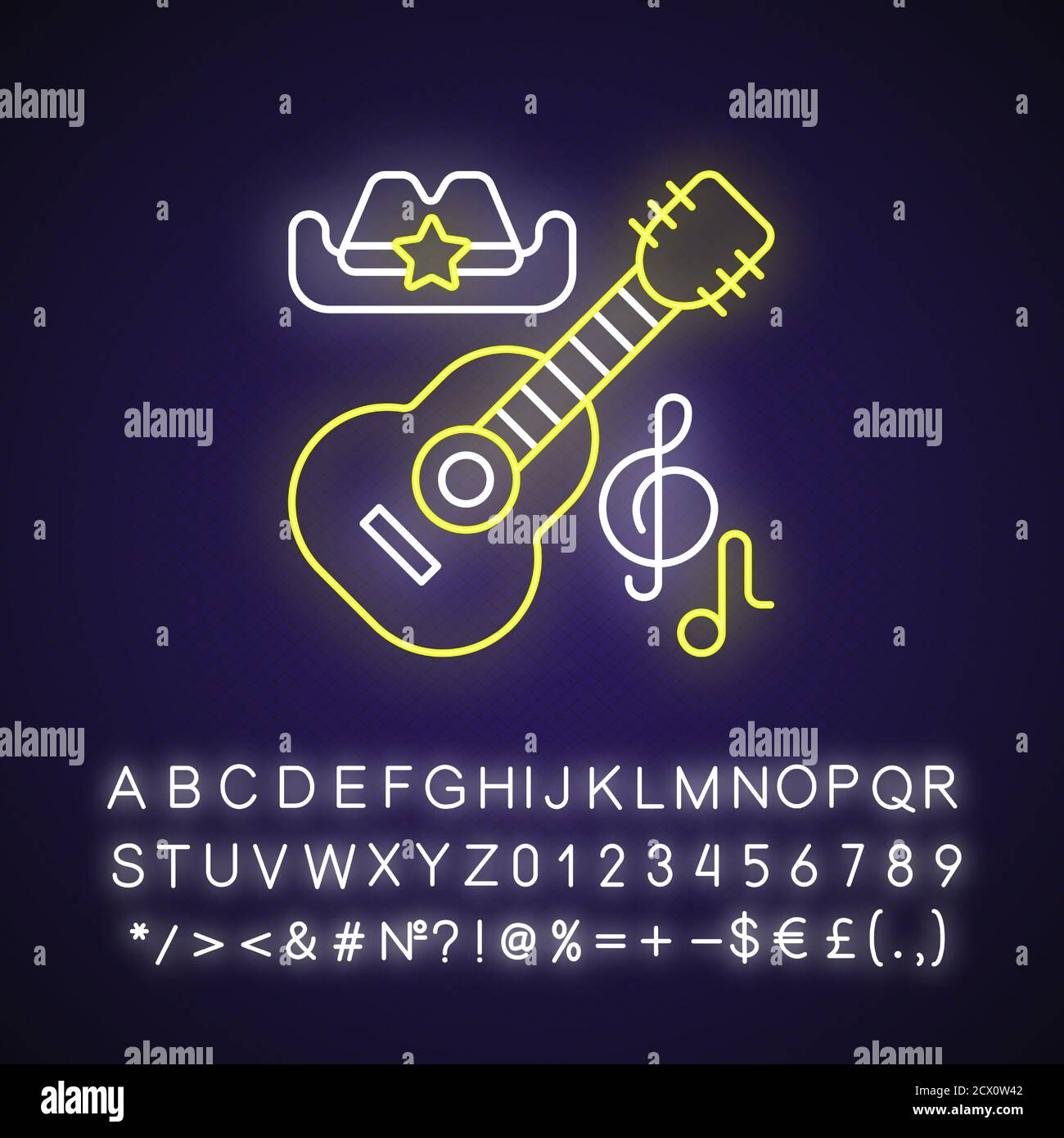 Country music neon light icon Stock Vector Image & Art Alamy