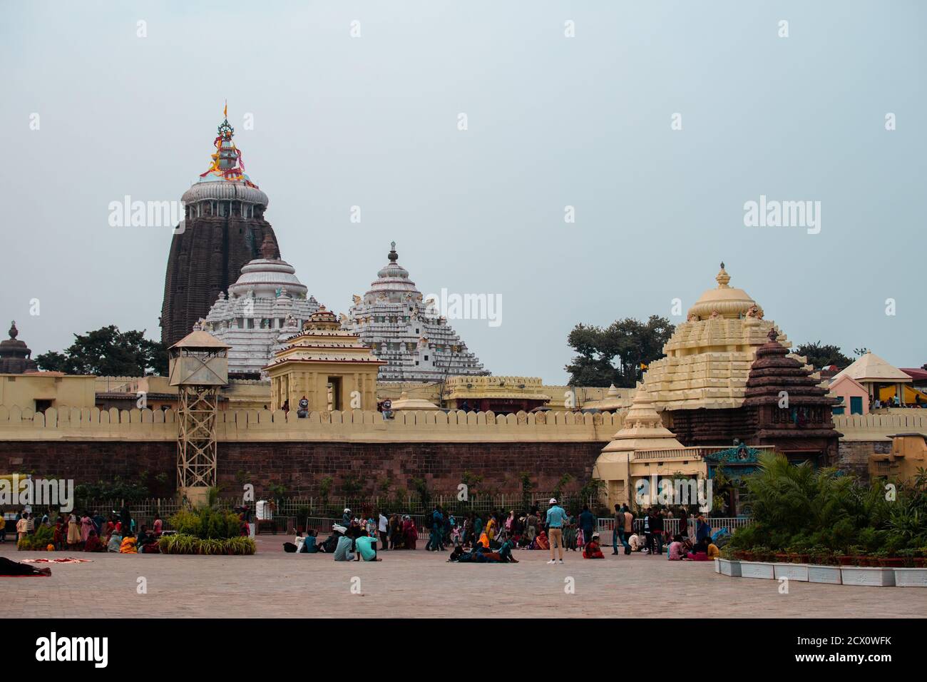 Puri, India - February 3, 2020: View over Jagannath temple when unidentified visits the religious destination on February 3, 2020 in Puri, India Stock Photo