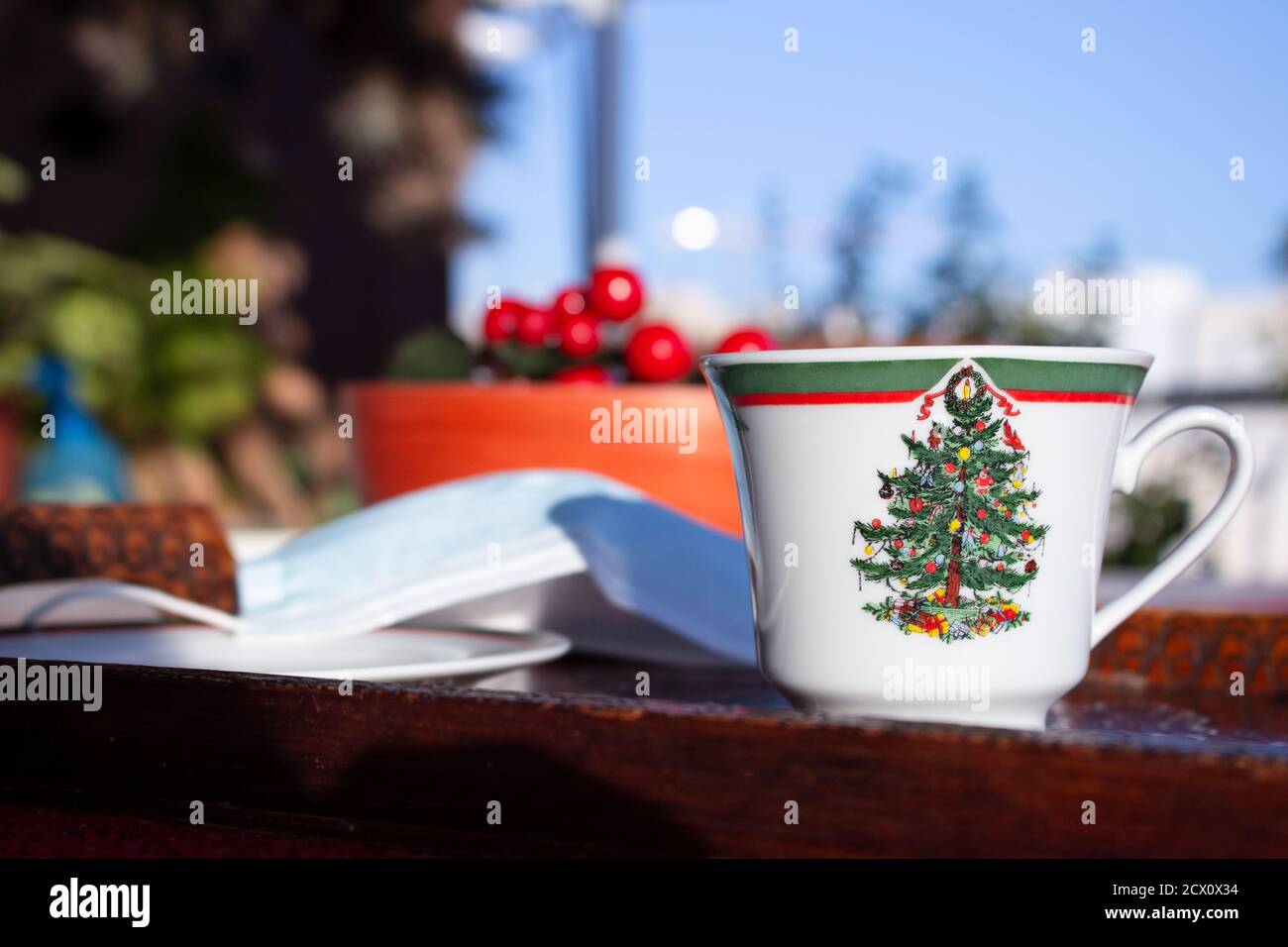 A close up of a Christmas cup Stock Photo