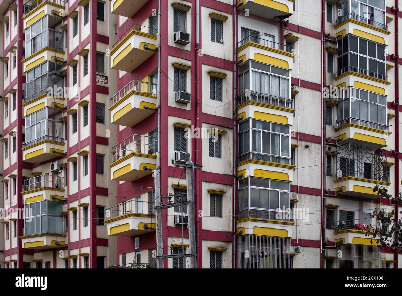 Puri, India February 3, 2020 Street view of a pink and yellow