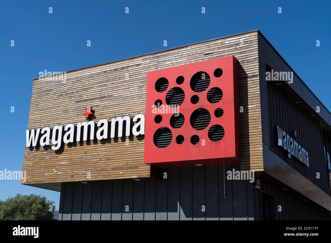 wagamama restaurant and bar sign Brayford Wharf North Lincoln August 2020 Stock Photo