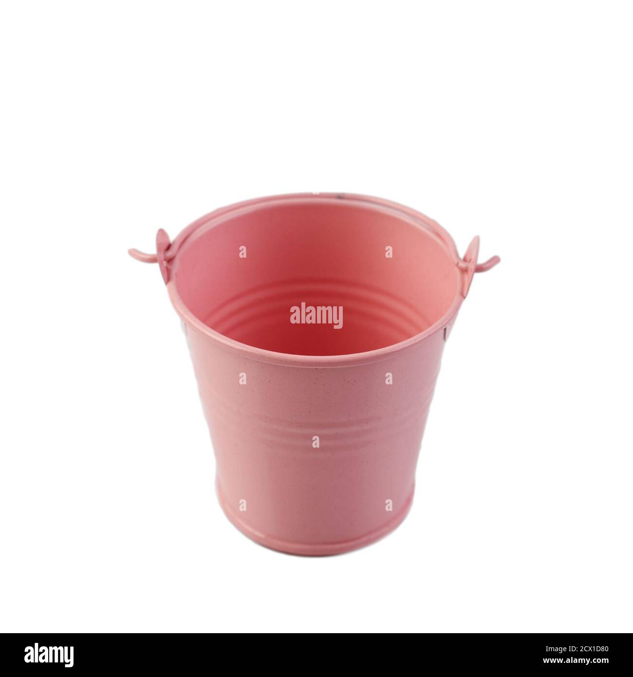 Pink bucket isolated on white background. Decorative small bucket ...