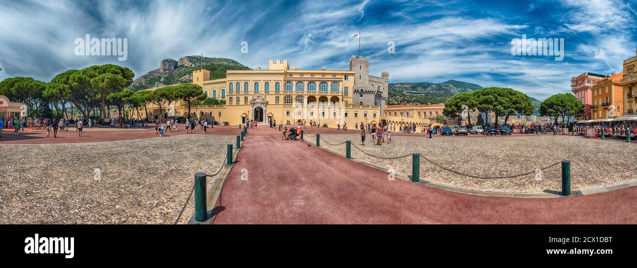 Le Rocher MONACO - AUGUST 13: Facade of Prince's Palace of Monaco, located in ...