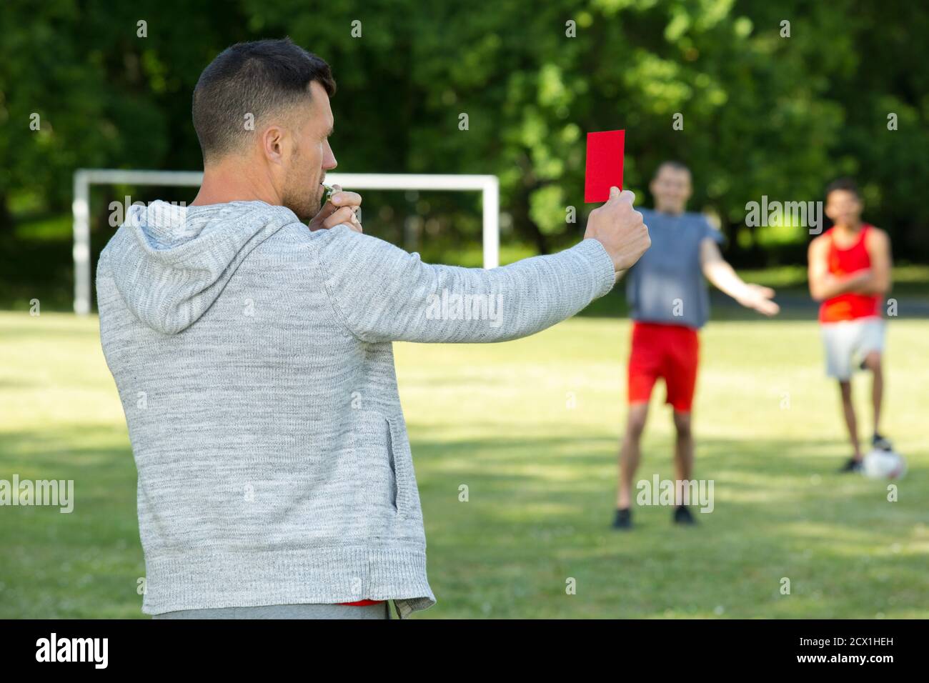 Caution football soccer referee card hires stock photography and