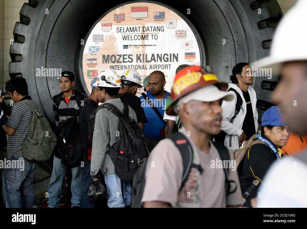 Freeport Mcmoran Copper Gold Workers Stand As They Stranded At Moses Kilangin Airport In Timika