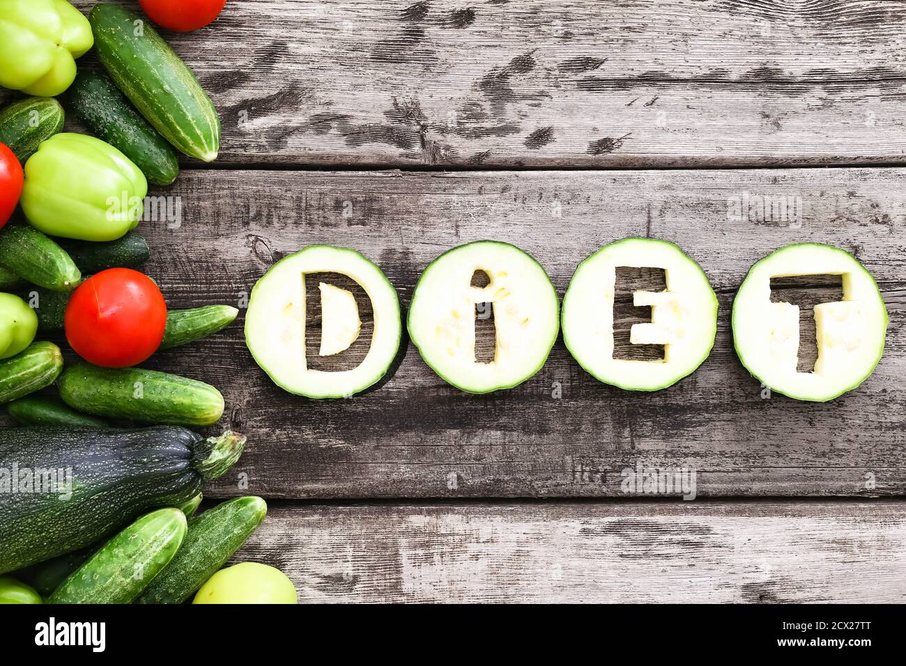 Cucumbers Lettering Diet lettering consist of vegetebles, zucchini letters, tomatoes ...