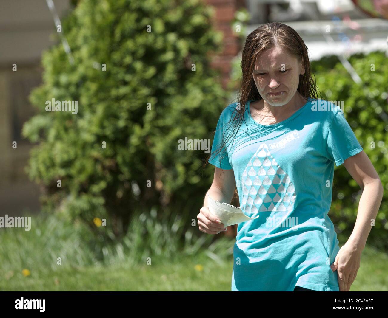 Beth Serrano Sister Of Amanda Berry Walks Up To Address The Media In Cleveland Ohio May 8 13 Berry Gina Dejesus Michelle Knight And Berry S 6 Year Old Daughter Escaped A Cleveland Home Where
