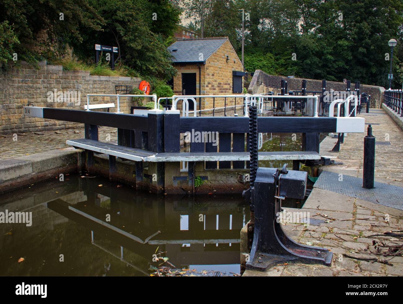Tuel Lane Lock on the Rochdale Canal at Sowerby Bridge, West Yorkshire Stock Photo