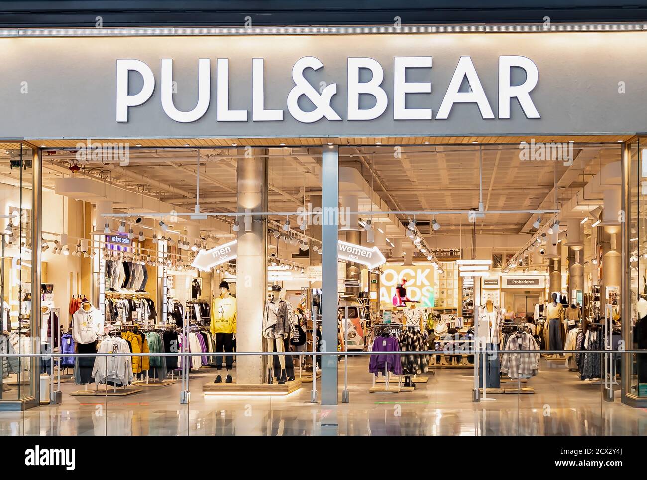 Seville, Spain - September 18, 2020: Pull & Bear retail clothing store in Lagoh Sevilla Shopping center Stock Photo