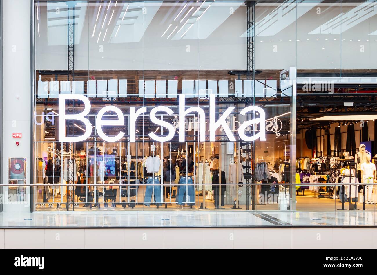 Seville, Spain - September 18, 2020: Bershka fashion store in Lagoh Sevilla  Shopping center. It is a clothing retailer company and part of the Spanish  Stock Photo - Alamy