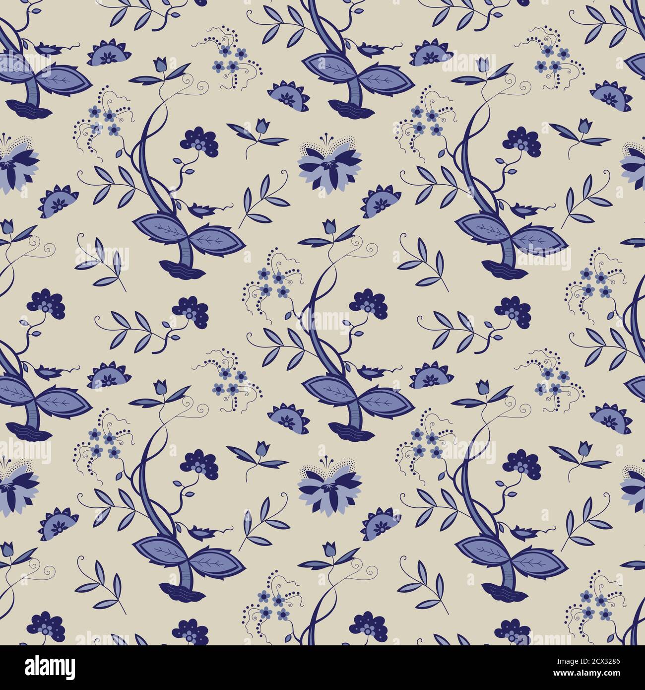 seamless pattern with blue flowers Stock Vector