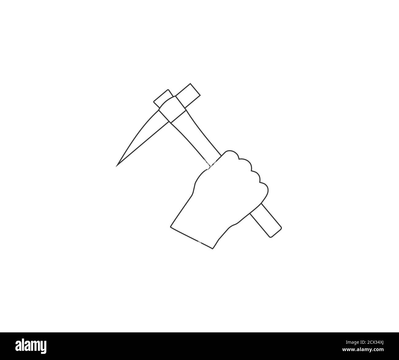 Hand holding pickaxe icon. Vector illustration, flat design. Stock Vector