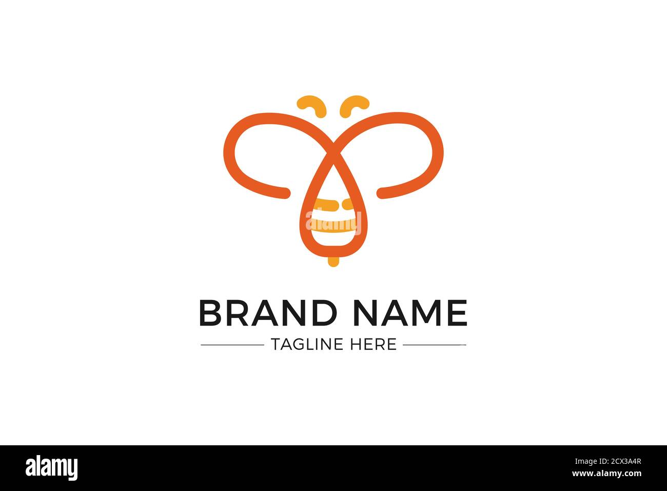 Bee minimalistic logo isolated on white background Stock Vector
