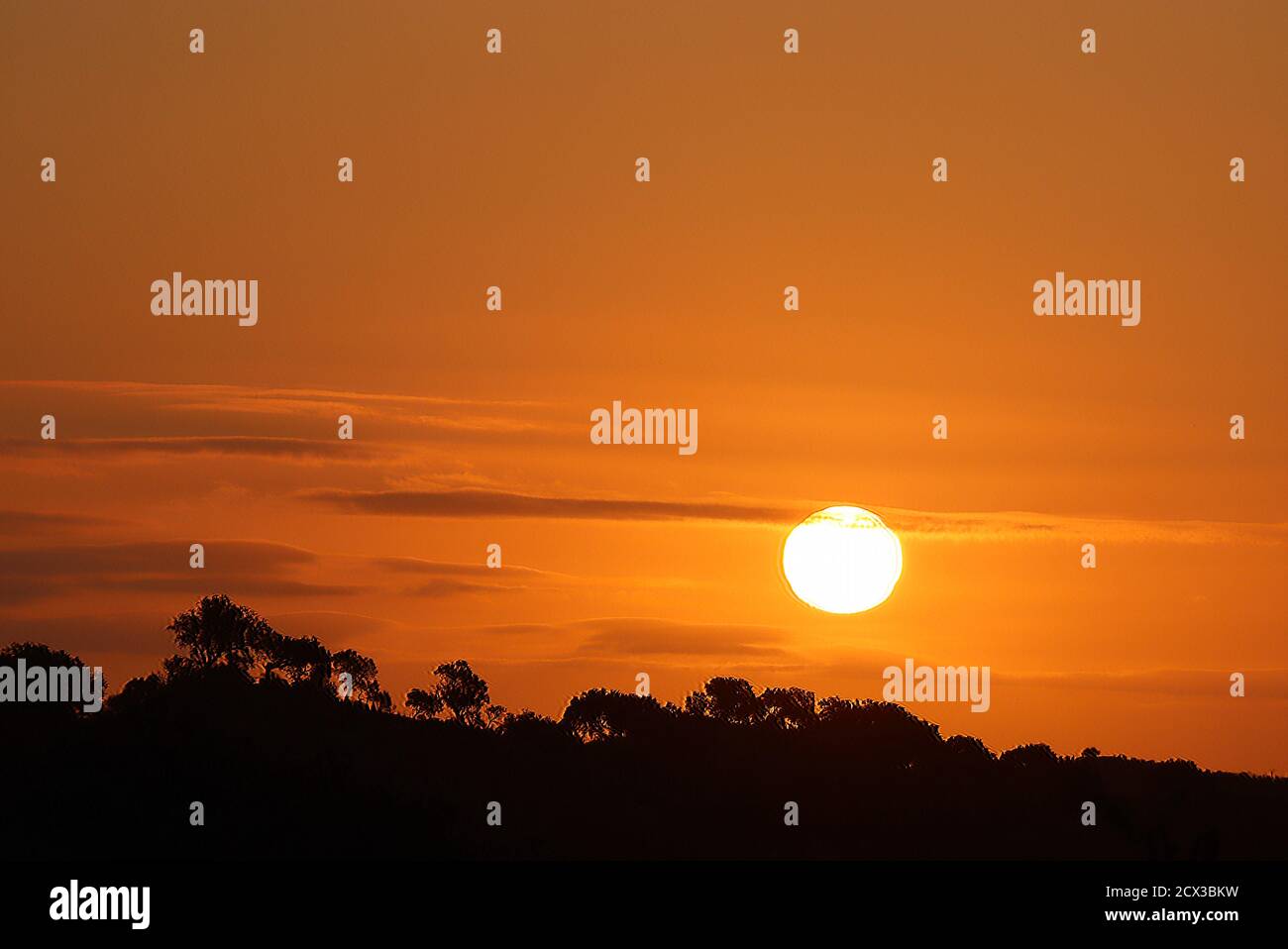 A late summer sunrise in the beautiful Alto Alentejo, Portugal Stock Photo