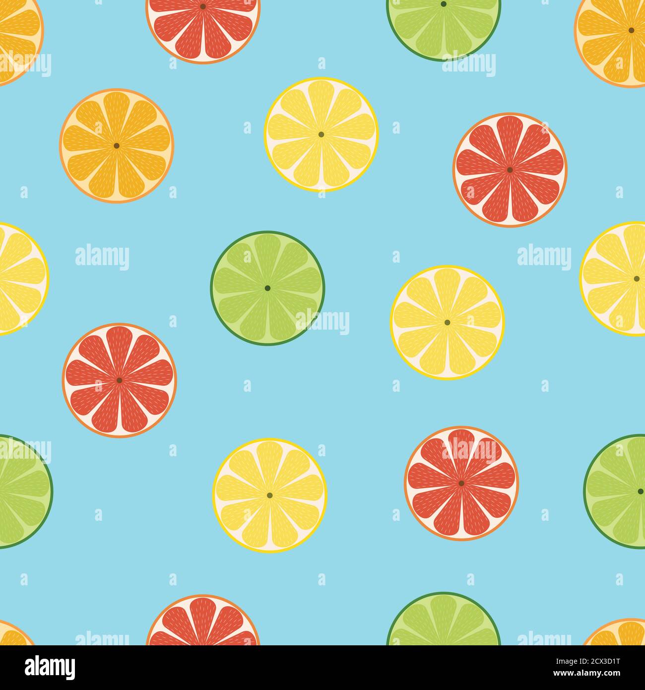 Lime, Lemon, Orange and Grapefruit slices seamless pattern design Stock Vector