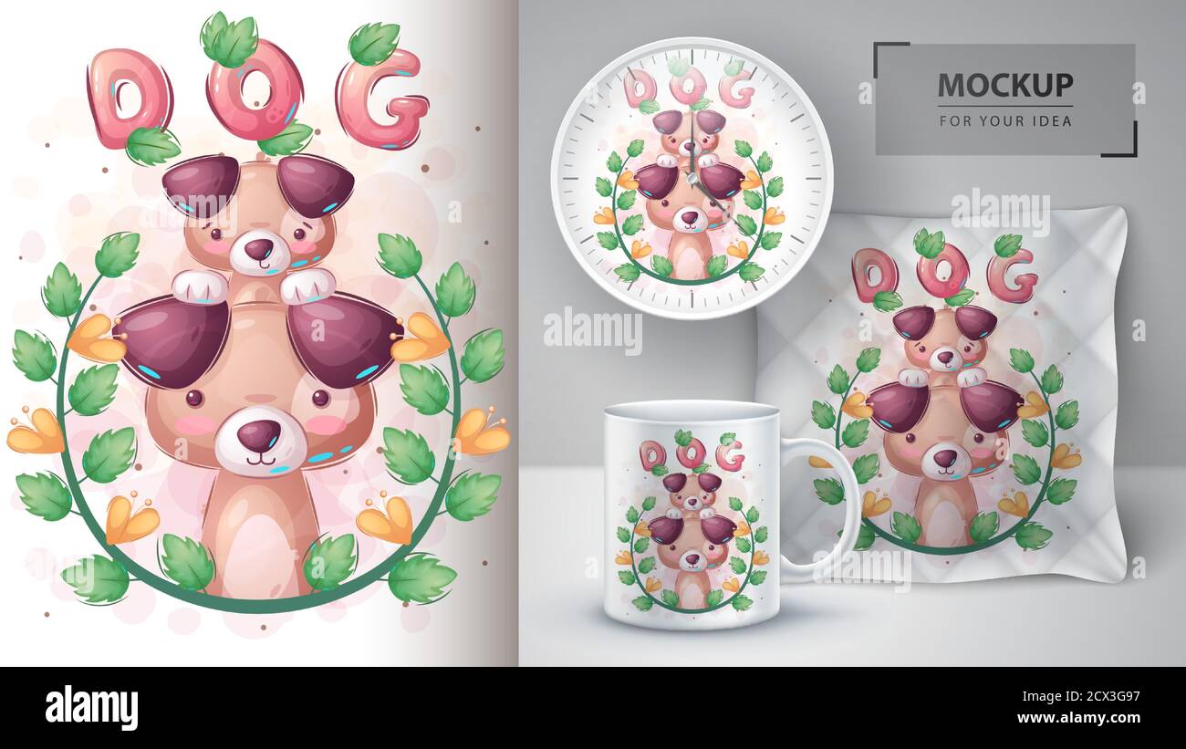 Dog in flower poster and merchandising Stock Vector Image & Art - Alamy