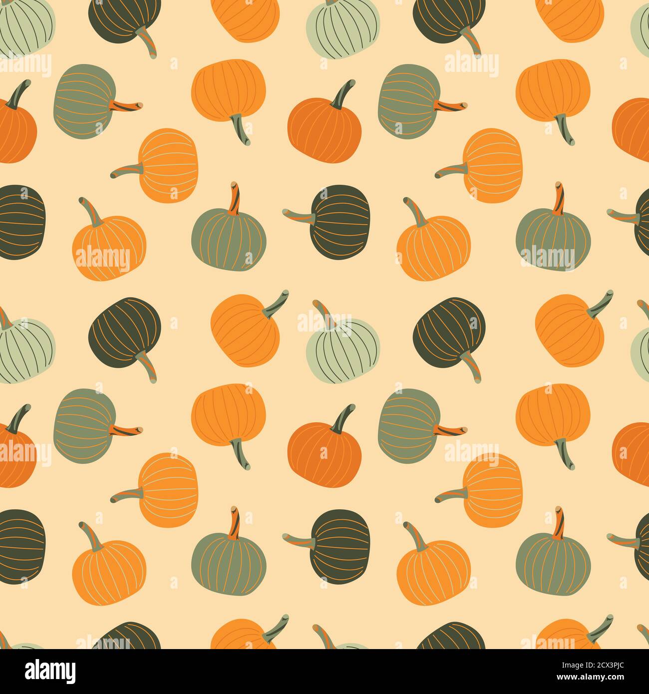 beautiful colorful pumpkins seamless pattern Stock Vector