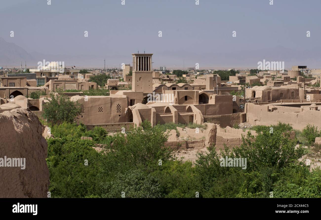 View of Meybod from Narin Castle, Iran Stock Photo