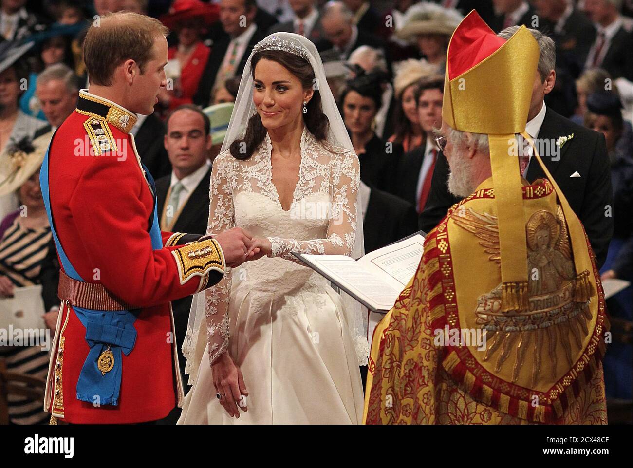 Prince william kate middleton during their wedding at westminster abbey
