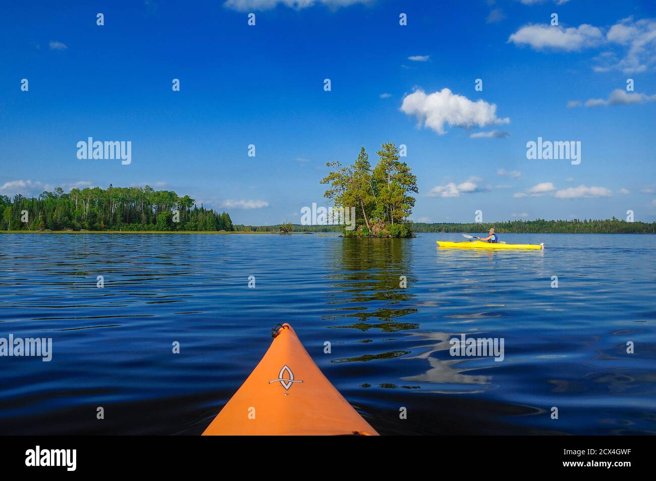 North America, Great Lakes, North Woods, Minnesota, Boundary Waters, Wilderness Canoe Area, Birch lake, kayak, Stock Photo