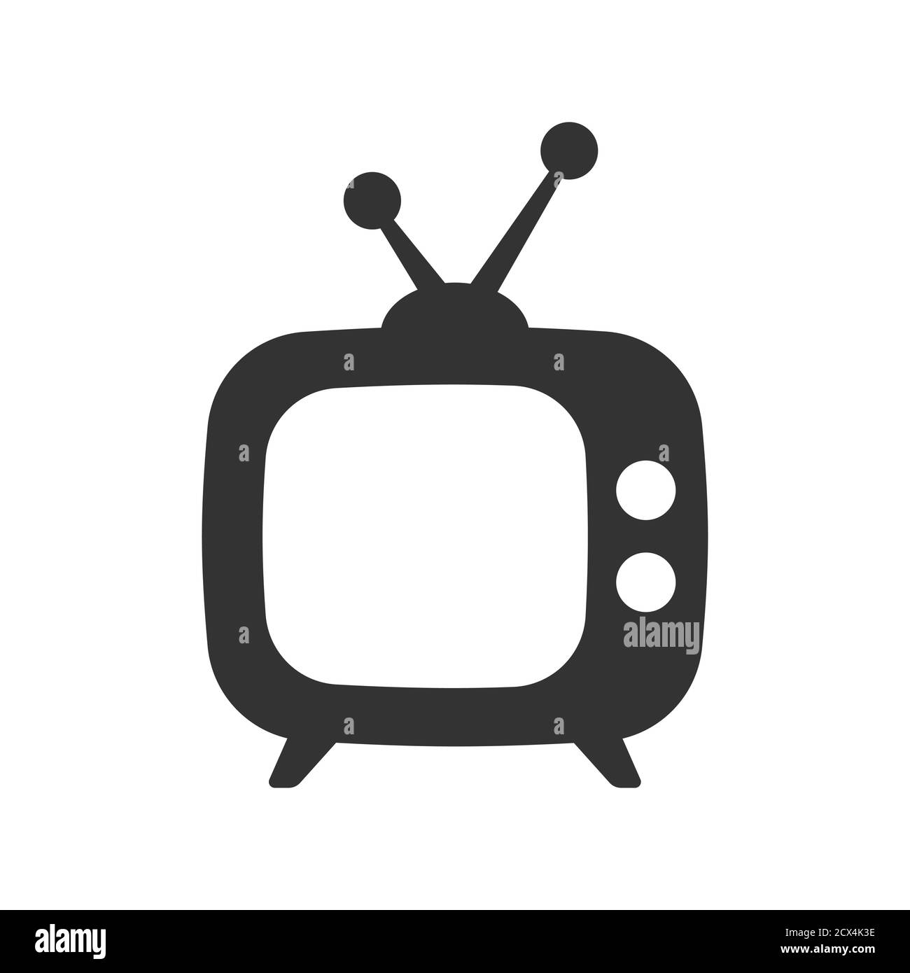 Retro tv set black vector icon. Old television box glyph symbol. Stock Vector