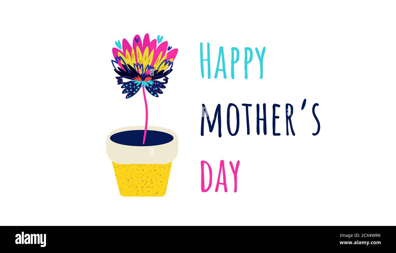 Happy Mother's Day card. Flowers in a pot Stock Vector Image & Art - Alamy