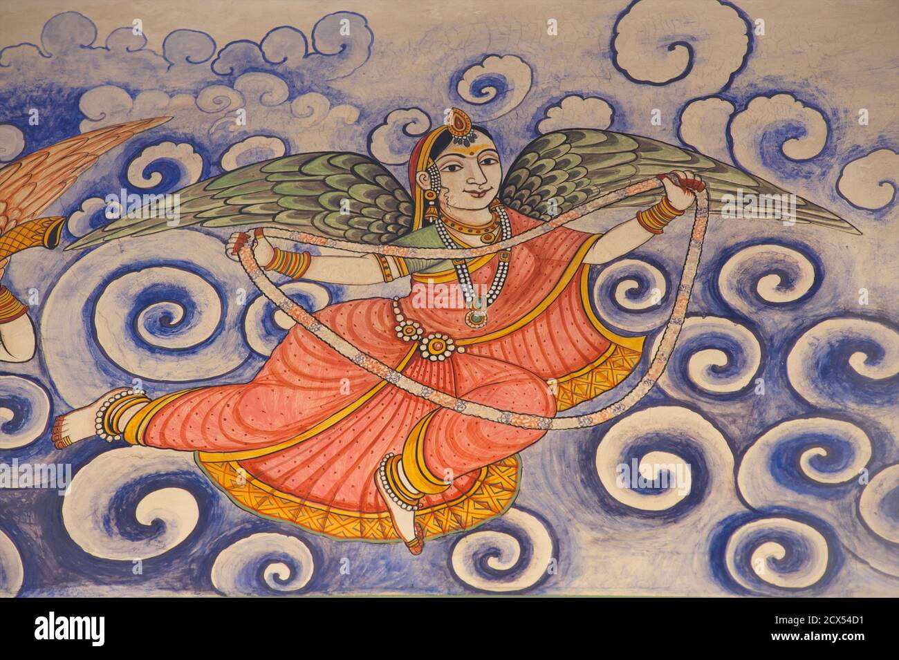 Painted angel. Mandawa, Shekawati region, Rajasthan India Stock Photo
