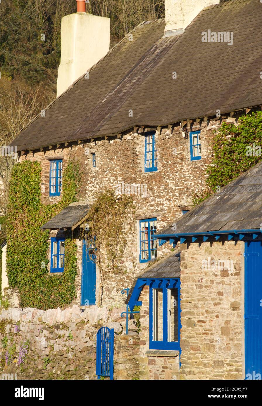 Traditional stone cottage, Noss Mayo, Devon, England Stock Photo Alamy