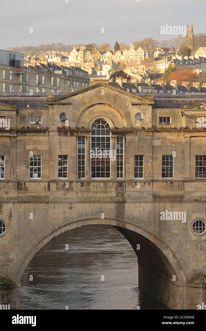 Pulteney Bridge on the River Avon, Bath, Somerset, England. Stock Photo