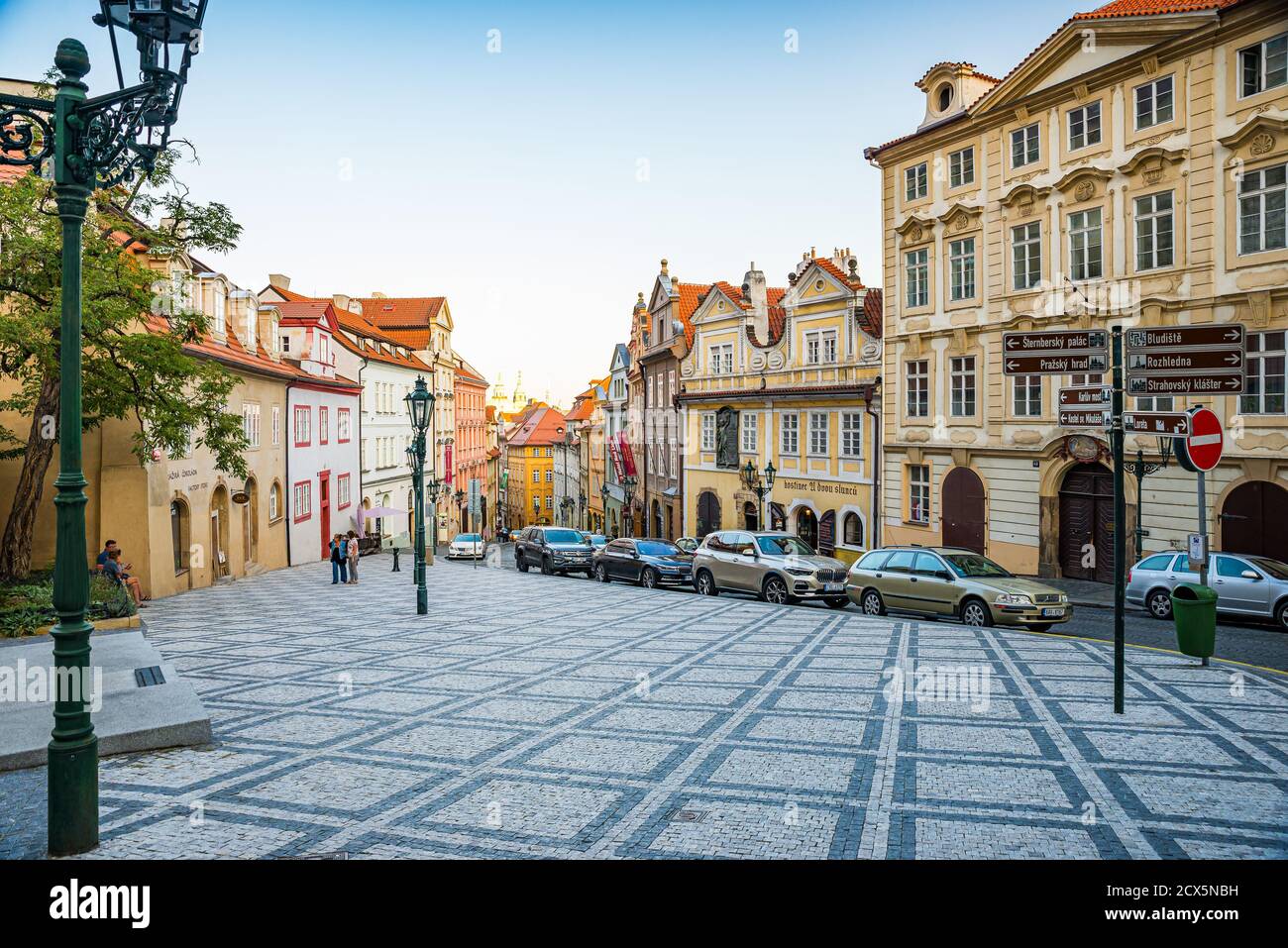 Prague, Czech republic - September 20, 2020. Nerudova street without tourists during travel restrictions Stock Photo