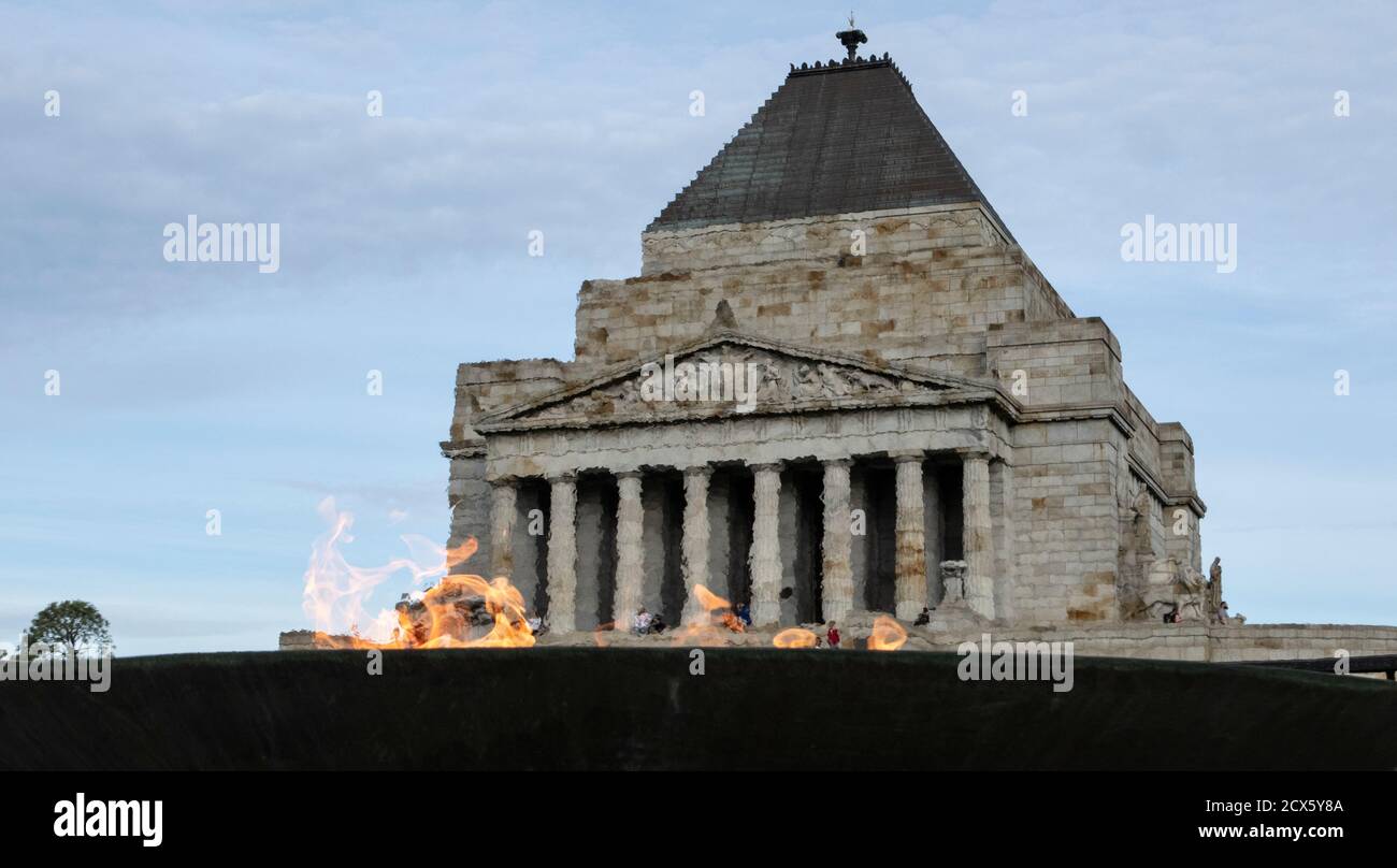 Melbourne Australia: Heritage architecture Shrine of remembrance. Stock Photo