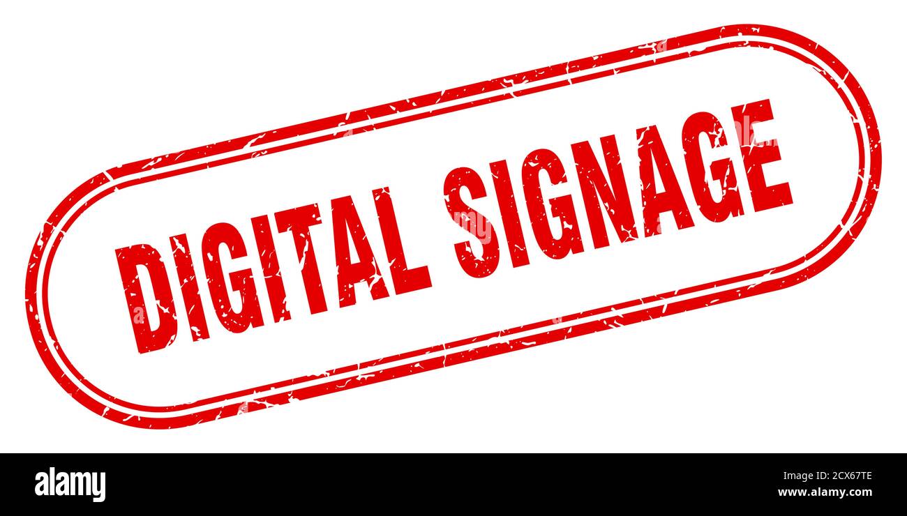 digital signage stamp. rounded grunge sign on white background Stock ...