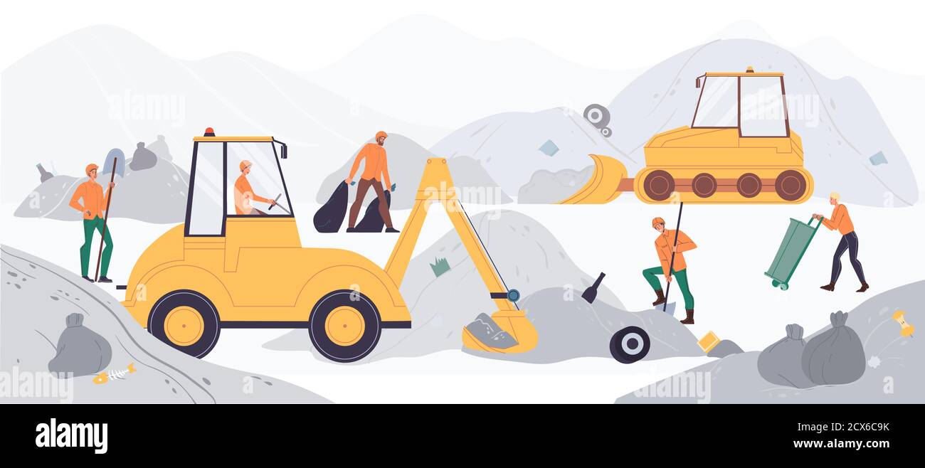 Waste processing garbage sorting recycling industry Stock Vector